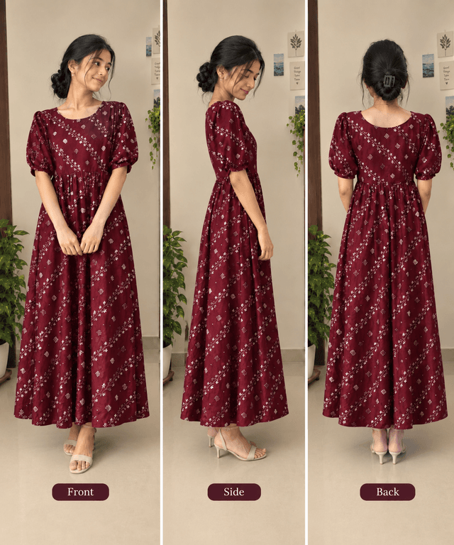 Maroon Floral Frock