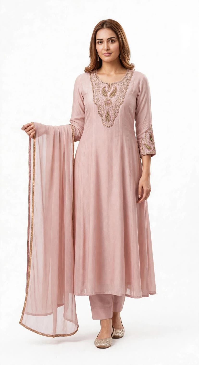 Blush Pink Embroidered 3-Piece Set