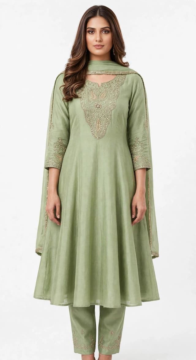 Sage Green Embroidered 3-Piece Set