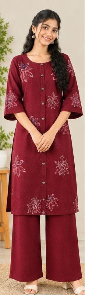 Maroon Floral Co-ord Set