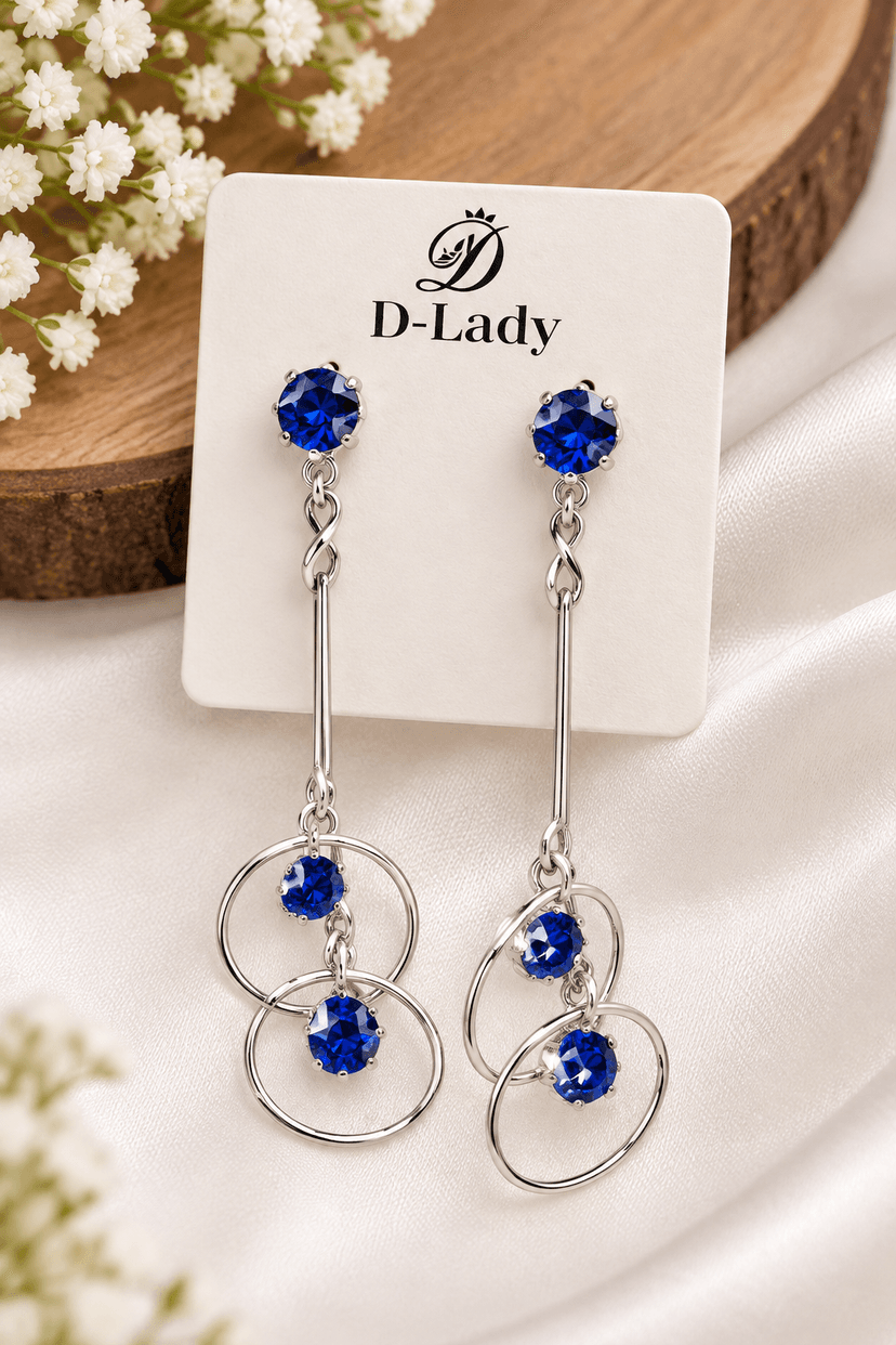 ๐ Blue Crystal Spiral Drop Earrings
