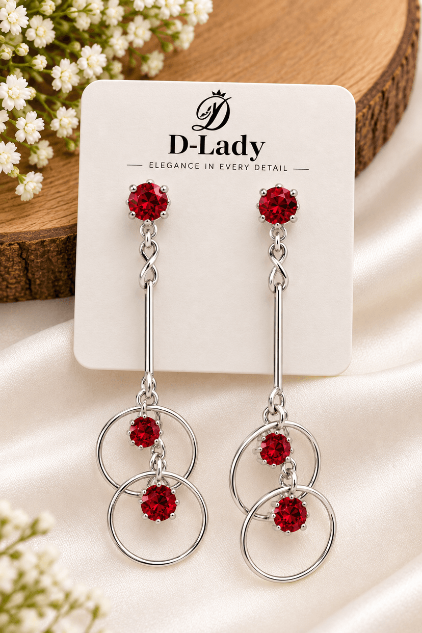 ❤️Red Crystal Spiral Drop Earrings