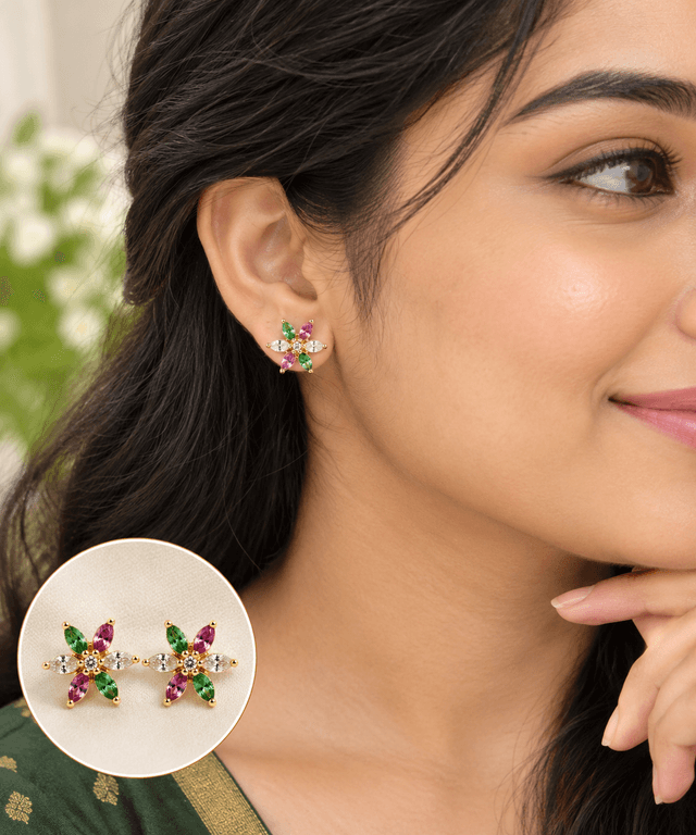 Floral Stone Stud Earrings ๐ธ๐