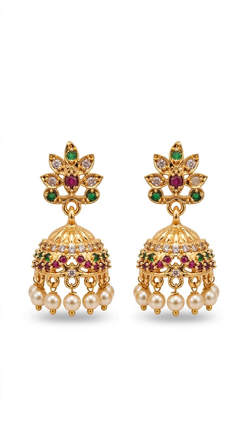 ruby/white + jhumka dome + pearl โ exact design Hd