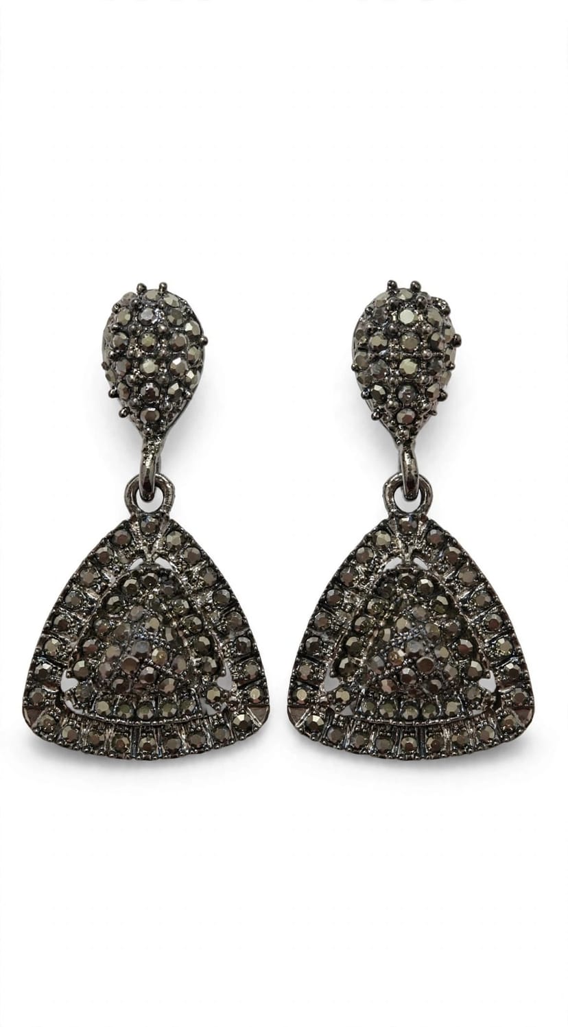 Black Crystal Triangle Drop โ Western Earring