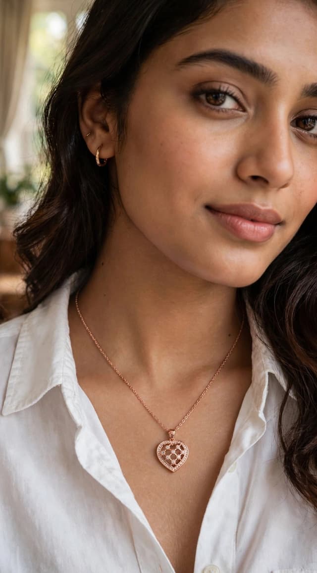 Rose Gold Heart Diamond Chain โ Daily Wear*